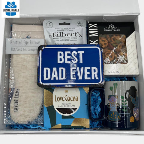 Father's Day Gift box in Calgary- A gift box with a "Best Dad Ever" metal plaque and other gifts for dad.