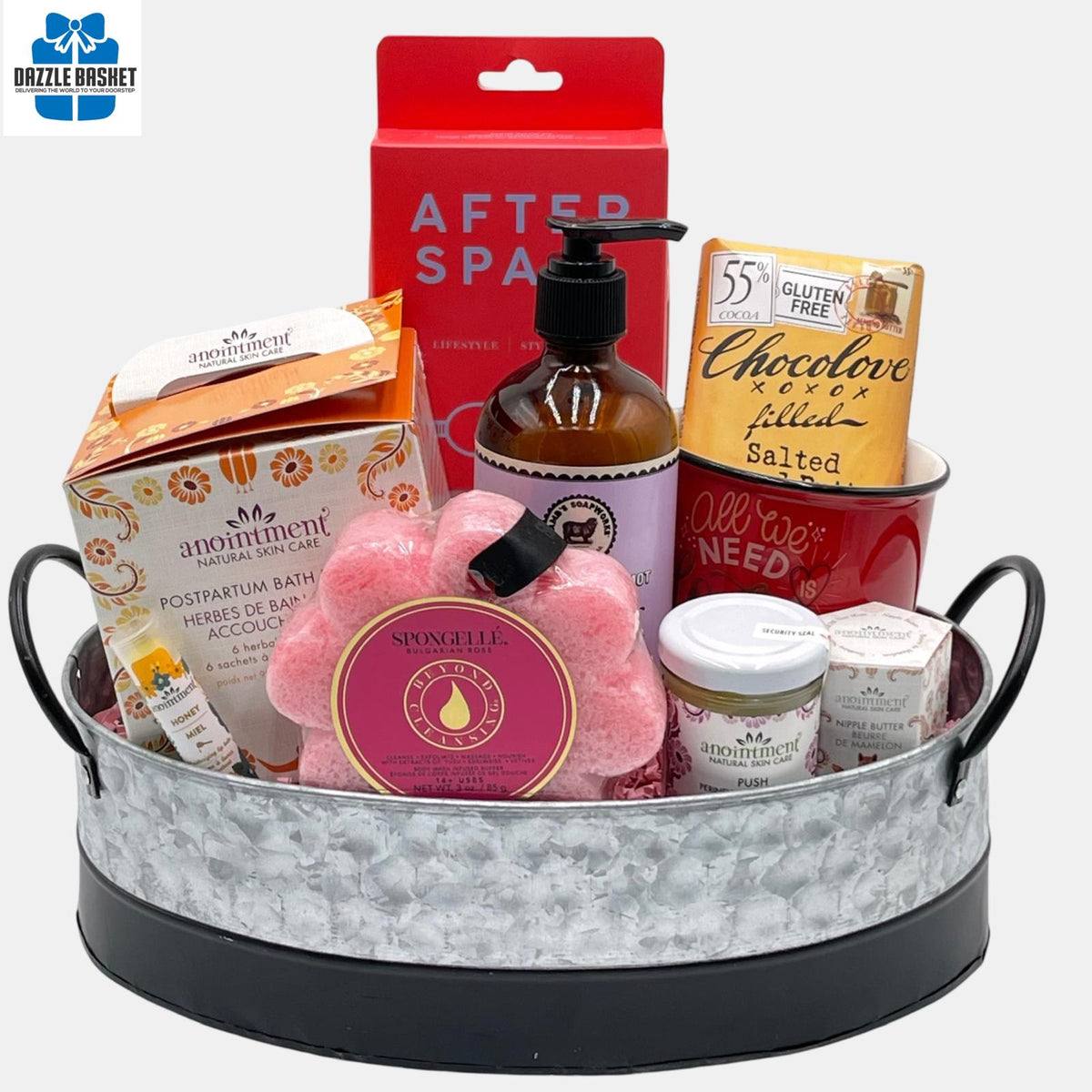 New Mom gift basket in Calgary New Mom's Spa Haven – Dazzle Basket