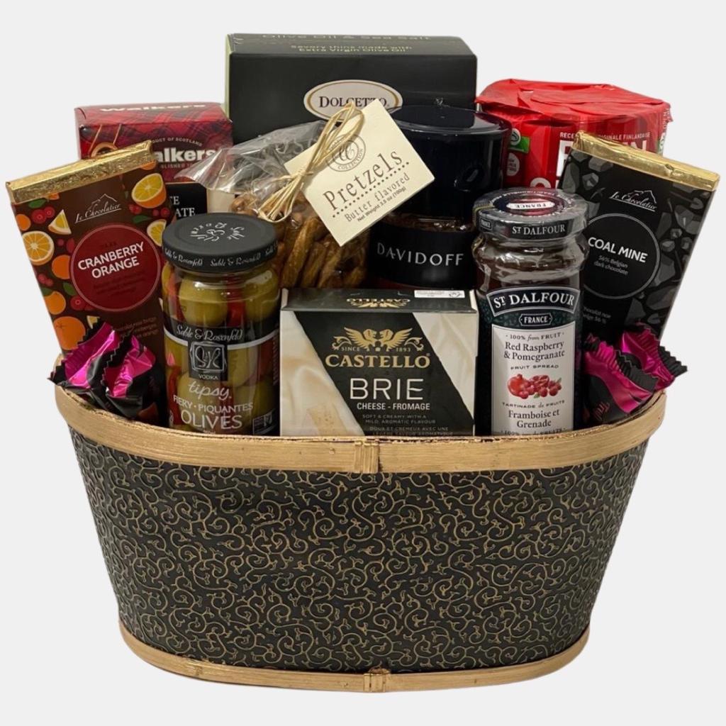 Shop food gift baskets on Dazzle Basket. These made in Calgary gourmet gift baskets will impress the recipient.