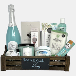 A collection of creative made in Calgary spa gift baskets from Dazzle Basket that make for a perfect gift. Available for same day gift delivery in Calgary and weekend delivery in Calgary