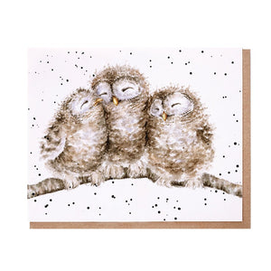 Featuring three little owls on a branch this card is perfect for any occasion.