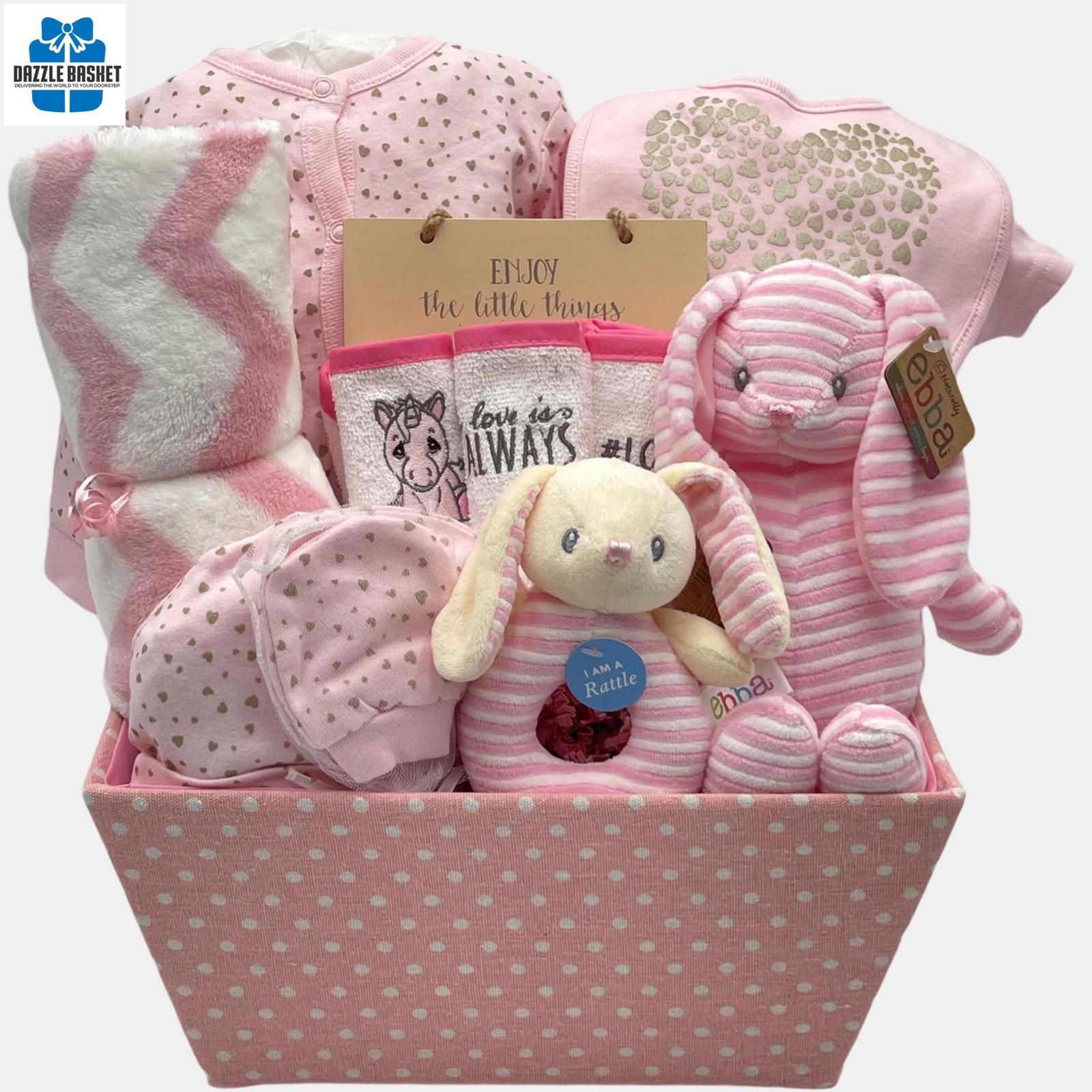 Finest Calgary Gift Basket for Newborn Baby Girl-Tiny Treasures