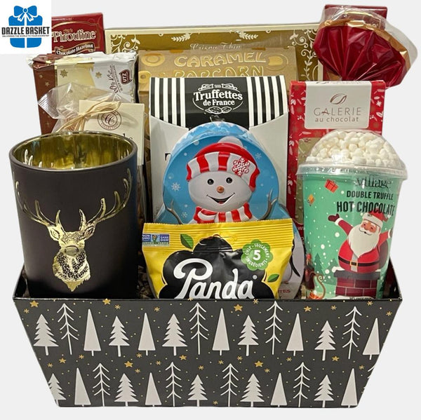 Holiday Musings is one of the finest gift baskets Calgary offers. Filled with gourmet snacks and a LED Candle light, this is an amazing Holiday gift basket.