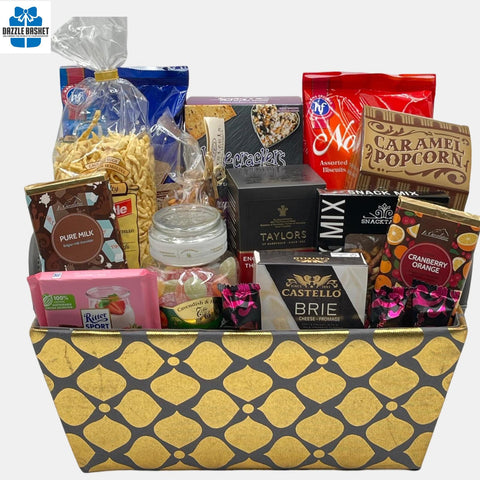 Tasty Gourmet gift basket is one of the best gift baskets Calgary offers. It includes a number of sweet & savory food snacks for all to enjoy.