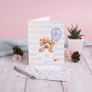 Newborn Baby Boy Greeting Card - Bouncing Boy