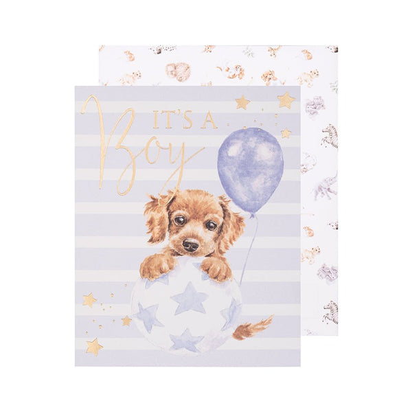 Newborn Baby Boy Greeting Card - Bouncing Boy