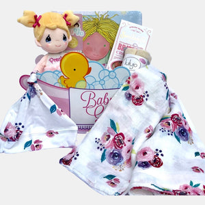 A made in Calgary beautiful gift basket for a baby girl. Great gift for newborn.