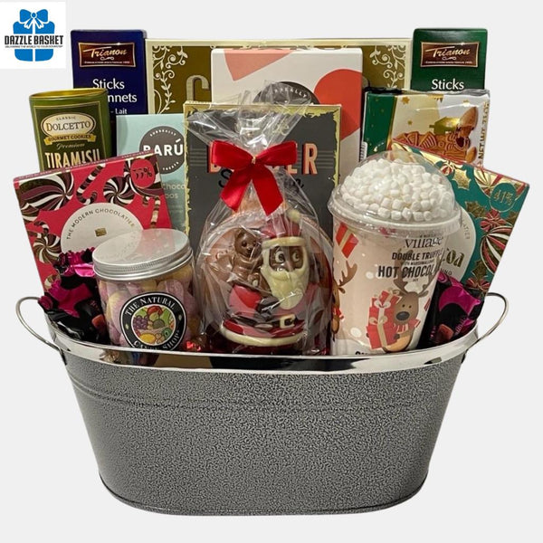 Gift baskets Calgary- Dazzle Basket- Snowflake gift basket includes quality food snacks to be enjoyed by all.