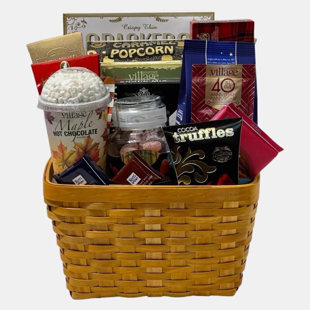 An elegant made in Calgary gift basket that comes with a range of delicious gourmet snacks that will make your day.