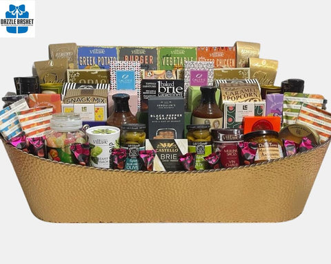 Gourmet Grandeur Gift Basket- Best gourmet gift basket that contains large number of food products Calgary offers from Dazzle Basket
